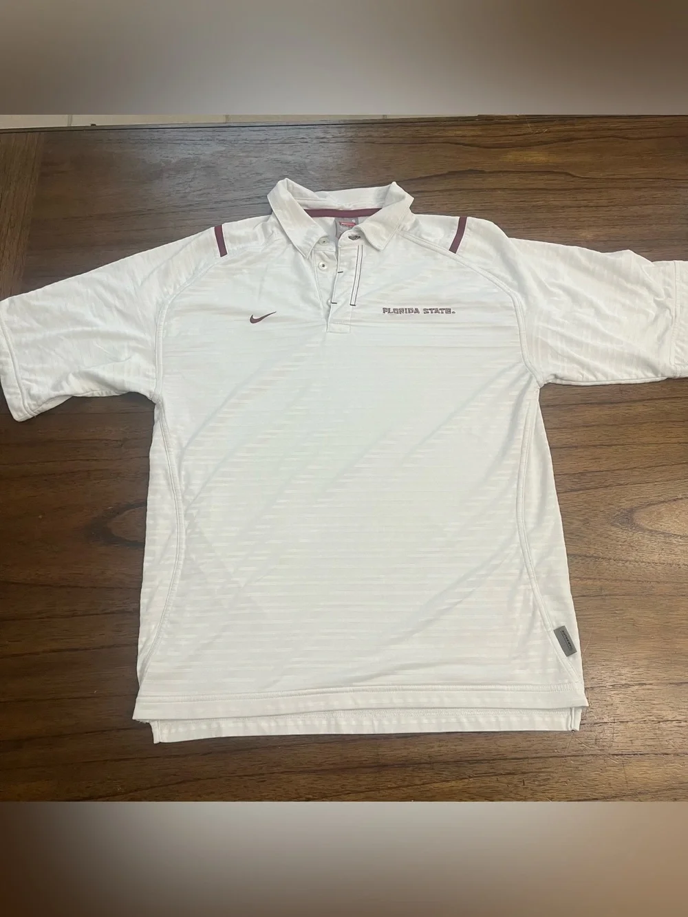 Nike Florida State Seminoles Polo Shirt Mens S White Garnet FSU Golf